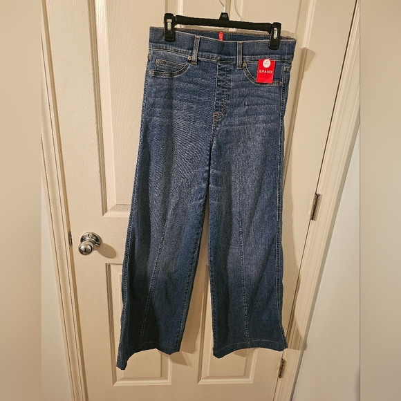 Spanx NWT Vintage Indigo Seam Front Pull On Wide Leg Jeans Size Tall M - Picture 1 of 6